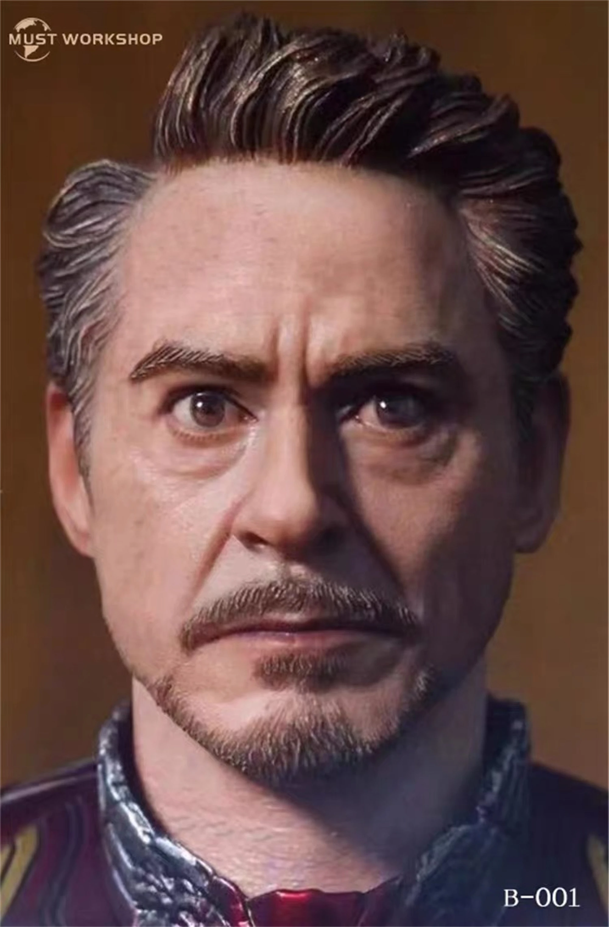 MUST WORKSHOP 1/6 Scale Robert Downey Jr. Tony Stark Head Sculpt Model Fit for 12'' Hot Toys Action Figure