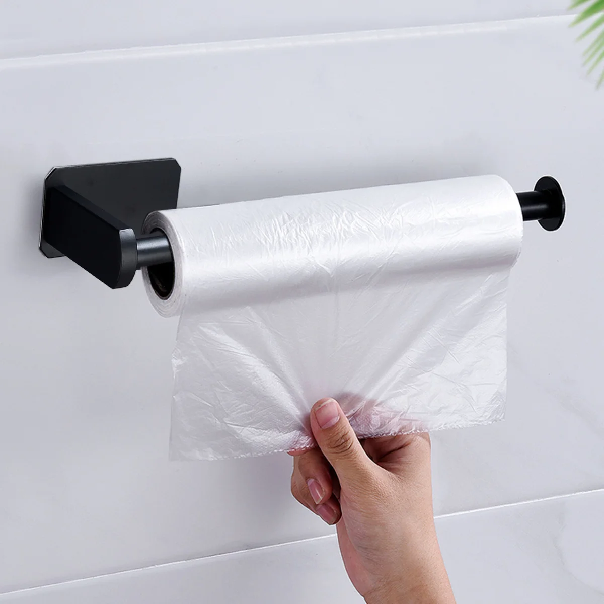 

Stainless Steel No Holes Bathroom Paper Rack Black Wall Mounted Roll Paper Holder Shelf Storage for Phone Tissue Organizer