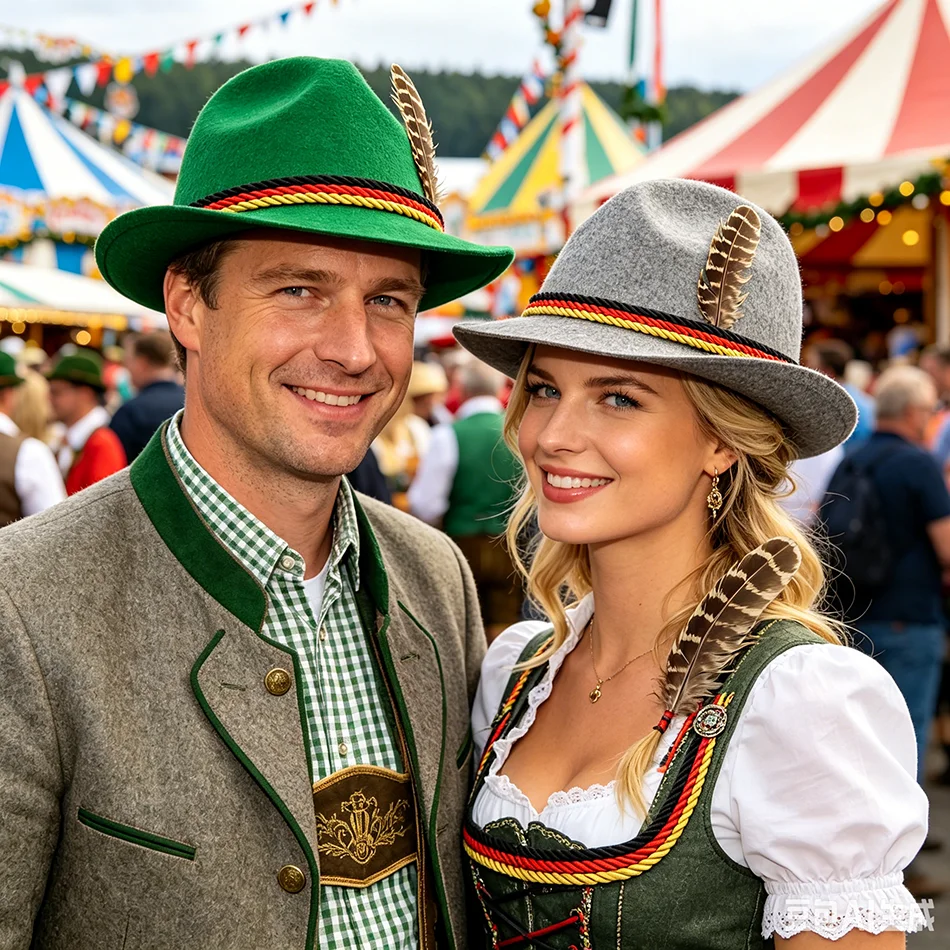 Modischer Federhut, Ornament, Western-Oktoberfest-Hut, bayerisches Kostüm, Cosplay-Kappe, für Männer und Frauen, Party, Foto-Requisiten, PS66