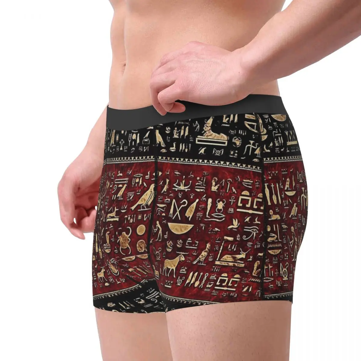 Men Boxer Briefs Shorts Panties Egyptian Hieroglyphs Mid Waist Underwear Ancient Egypt Male Novelty Plus Size Underpants