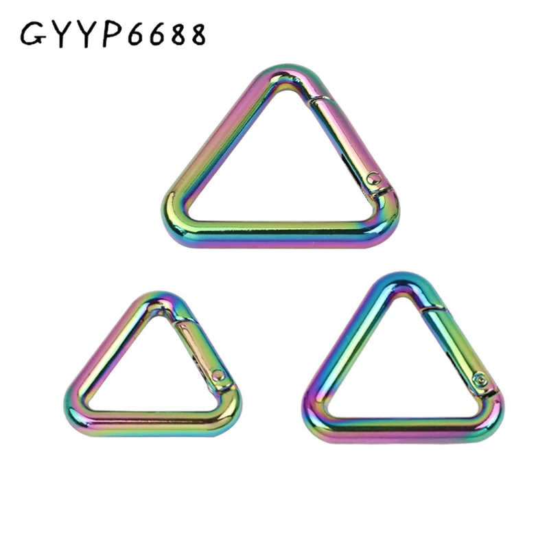 10-50-100pcs 19-25-32mm Rainbow wholesale Metal Bag Snap Spring Open Triangle Ring Swivel Buckle For Handbag Parts