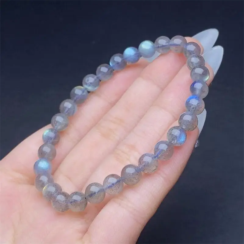 

Natural Gray Moon Stone Bracelet Charms Handmade Fortune Energy Bangle Mineral Woman Amulet Jewelry Gift 1PCS
