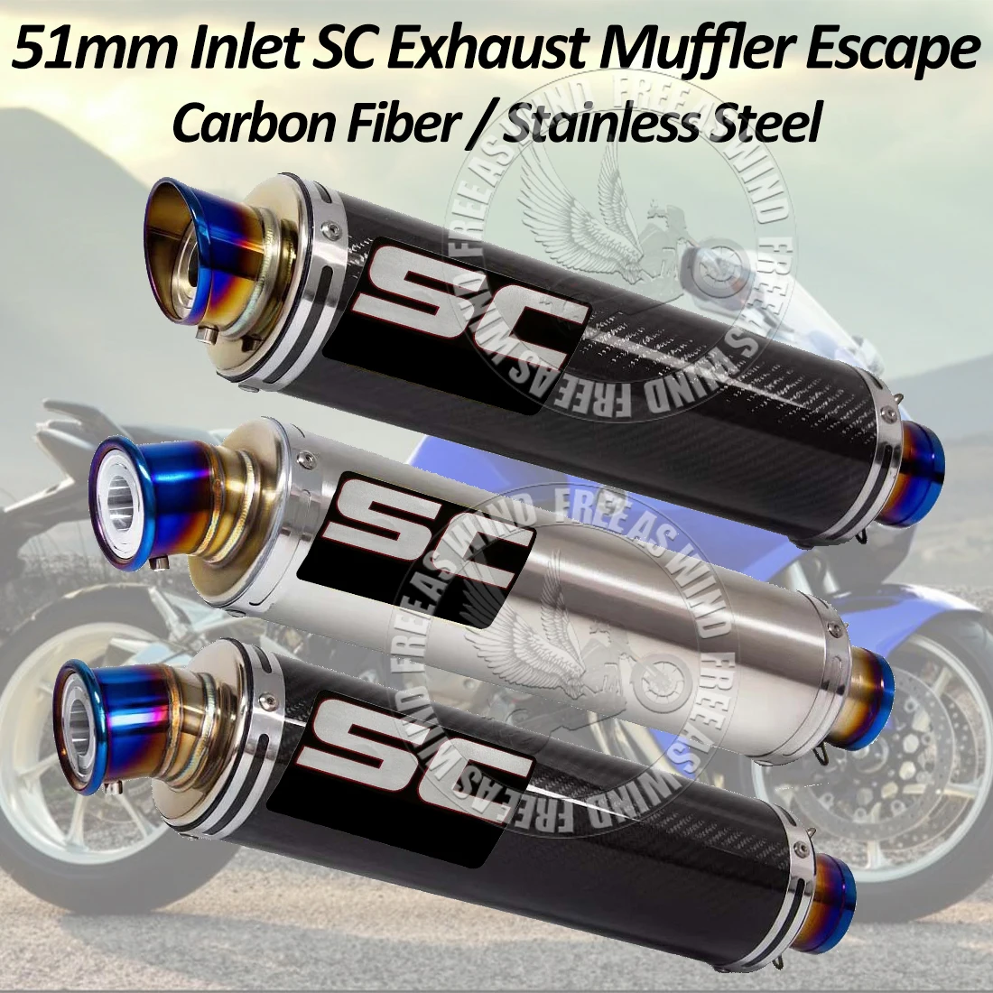 

for Kawasaki Yamaha Honda Suzuki Bmw Moto GP Project Exhaust DB Killer Escape Longer Universal SC Slip On Exhaust Muffler Pipe