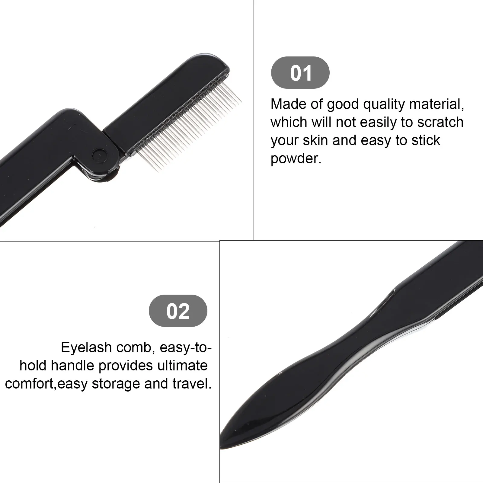 

3pcs Eyelash Comb Eyebrow Brush Stainless Steel Foldable Good Quality Material Makeup Trimming Easy Hold Travel Storage Mascara