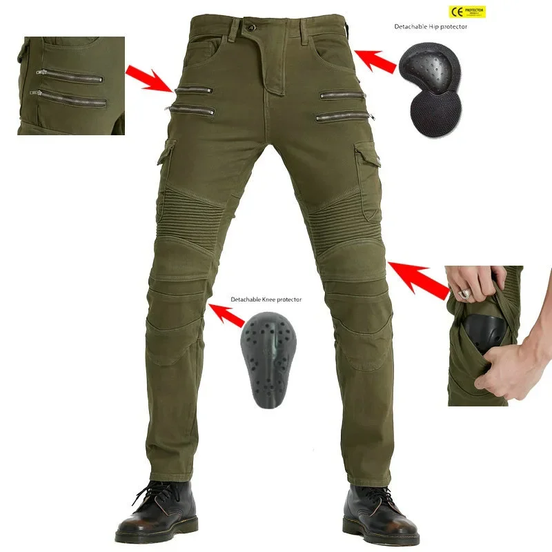 

Moto Protective Riding Motorcycle Parts For Women Men Man Jeans Pants Camouflage Trousers Tooling Locomotive Pants High Qualit