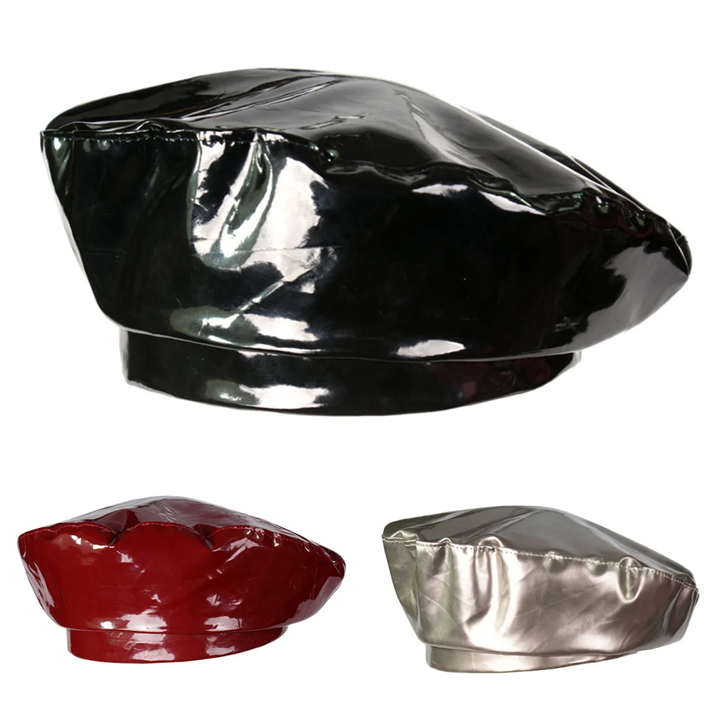 قبعة Pu Mirror مقاس 56-58 سم للنساء باللون الأسود خفيفة الوزن ودافئة وأنيقة كاجوال للرسام في الهواء الطلق للجنسين