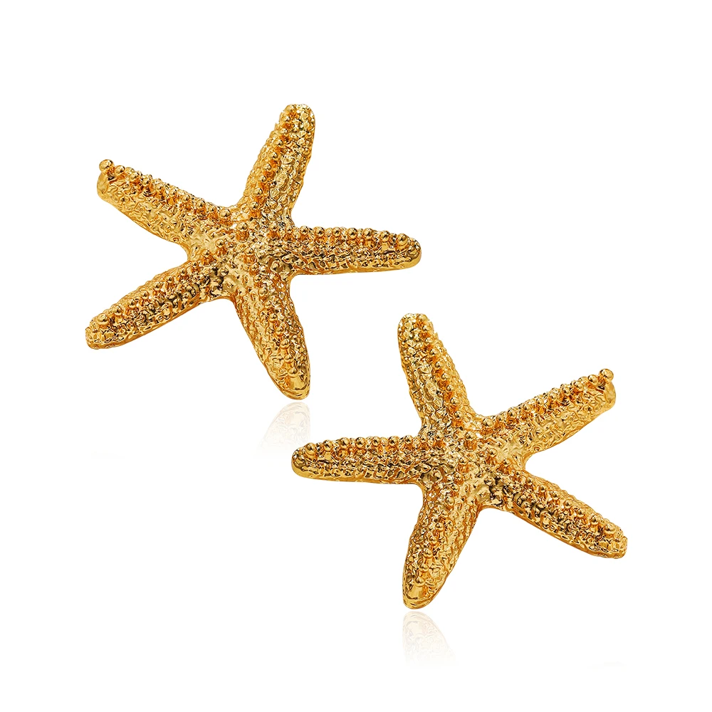 New Trendy 18K Gold Plated Stainless Steel Sea Ocean Element Starfish Earrings for Women Summer Beach Waterproof Jewelry Gifts