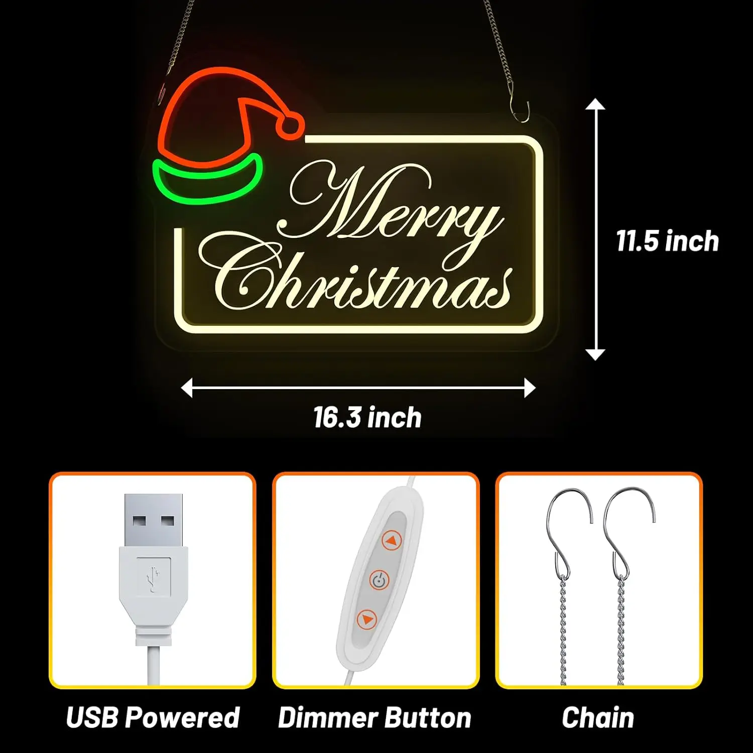 Letrero de neón de Feliz Navidad, luz LED, decoración artística de pared para el hogar, decoración navideña, dormitorio de niños, cama, regalo, habitación, amante, familia, Feliz Año Nuevo