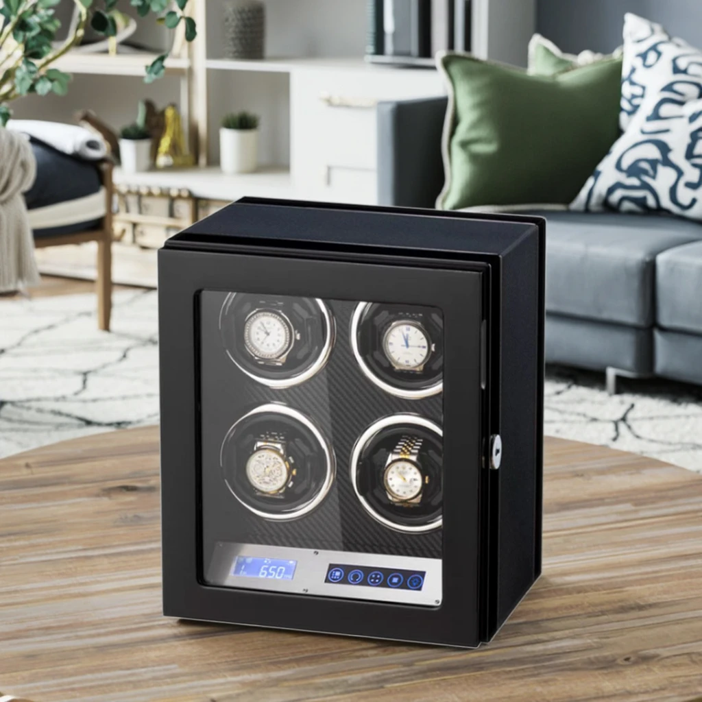 Watch Winder Box Automatic Watch Storage Touch Control Remote Shaker Watch Safe Box Internal Plastic+Suede Lining