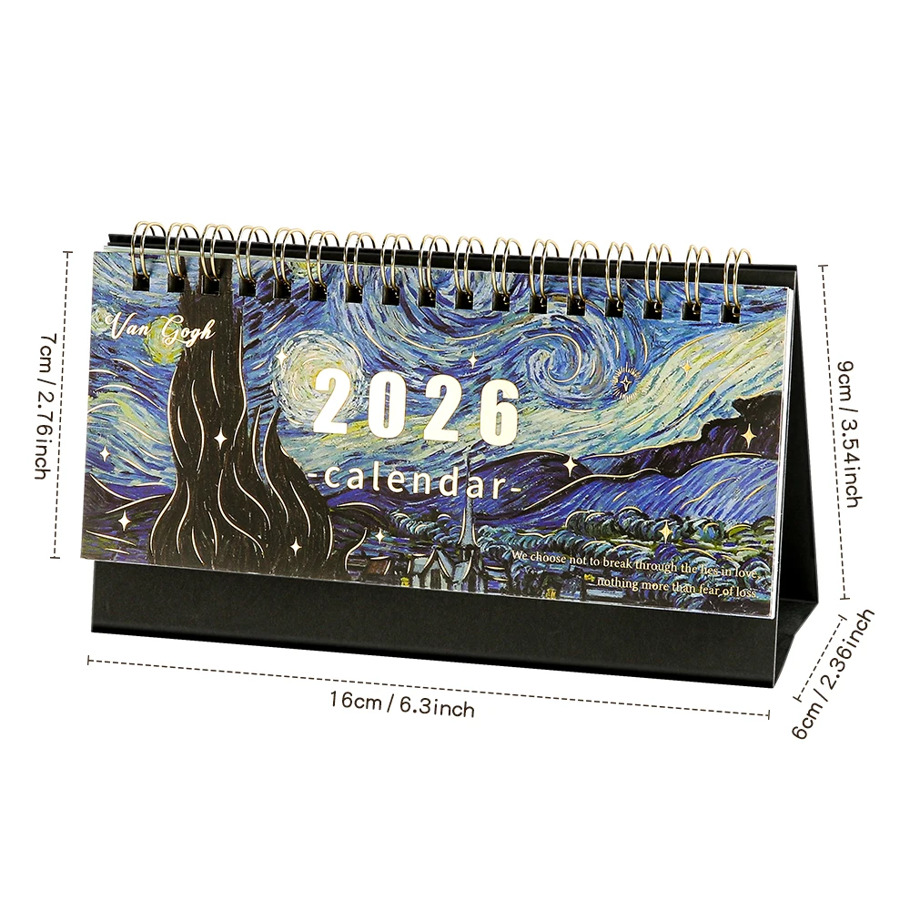 1 ชิ้น 2026 ปฏิทินตั้งโต๊ะวินเทจภาพวาดปฏิทินบันทึกบันทึกปฏิทินรายเดือนสำหรับโฮมออฟฟิศโรงเรียนการวางแผนการจัดระเบียบ