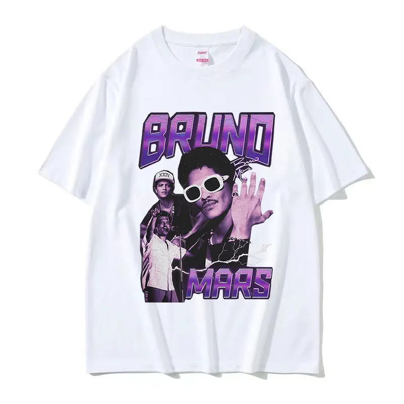 Limited Bruno Mars Graphic T Shirts Men's Hip Hop Vintage Short Sleeve T-shirt Casual Fashion Oversized Cotton Tshirt Streetwear