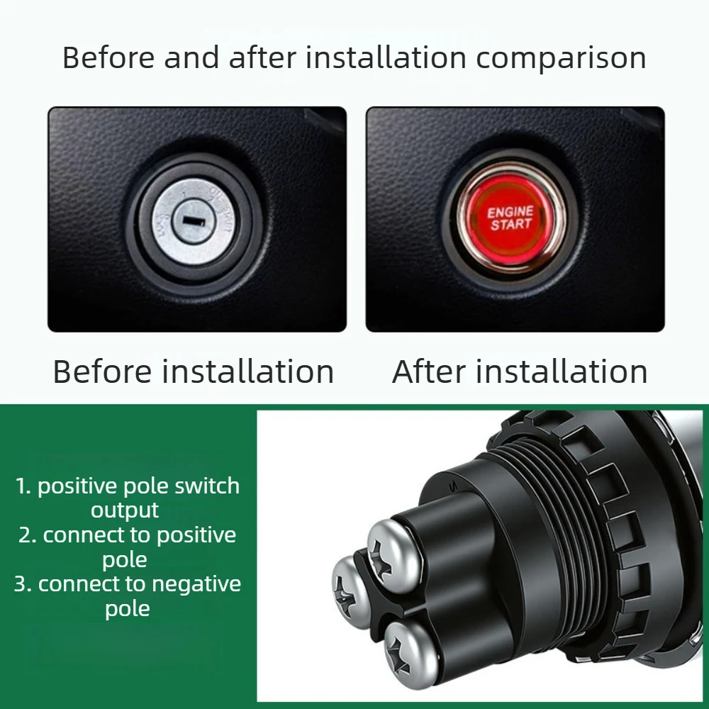 One Click Start Button Switch for Car SUV Ignition and Power-off, Universal Racing Car Modification, Car Power Button 12V24