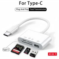4 in 1 Type C Card Reader High-Speed USB SD TF Memory Card Reader for iPhone 16 15 Huawei Xiaomi Charging Converter Adapter