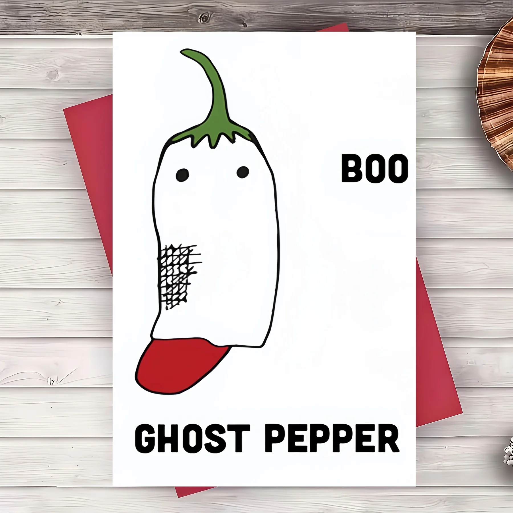 Halloween greeting card, funny chili pepper 