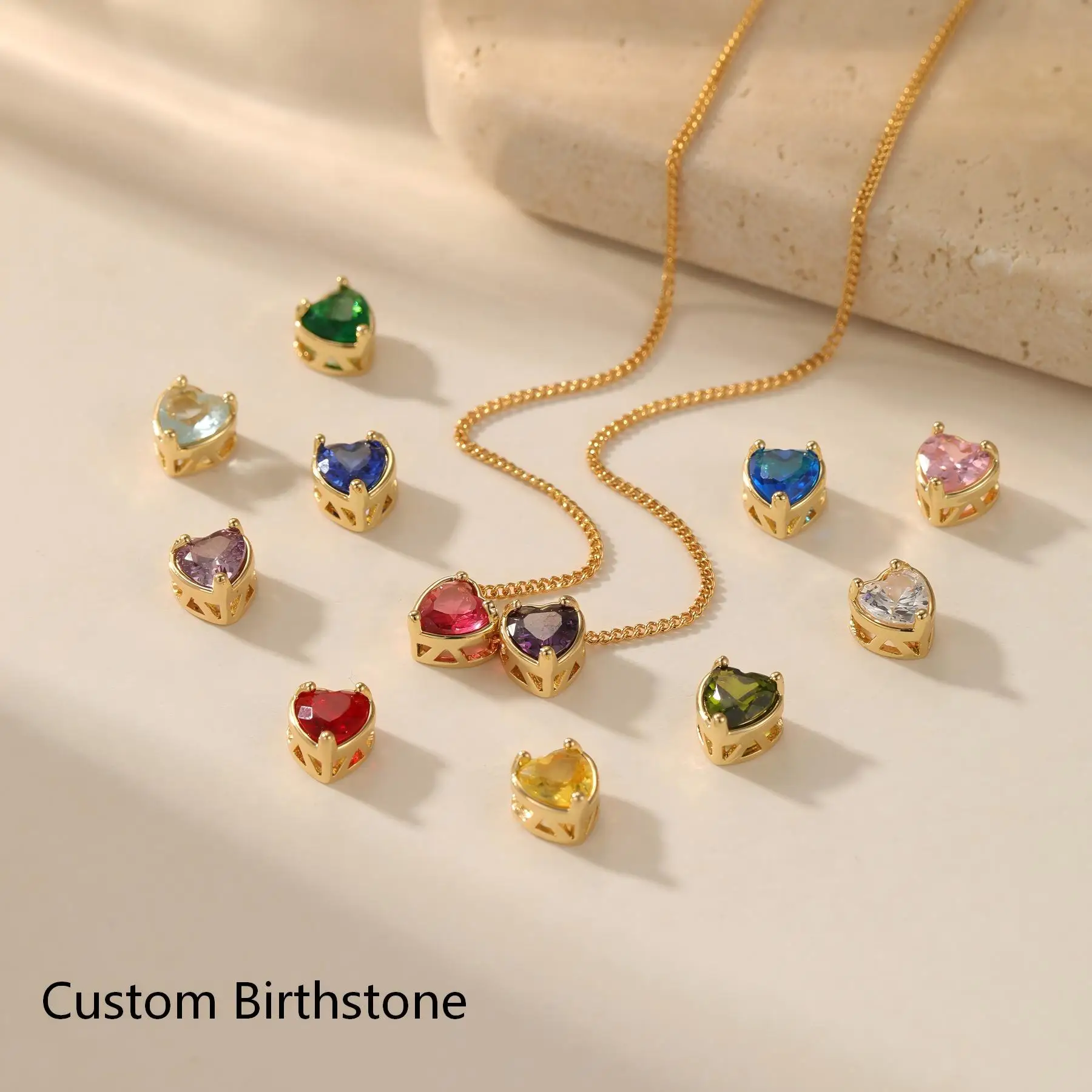 

Custom Heart Birthstone Necklace Custom Stone Jewelry Luxury Jewelry Mini Pendant Mother's Day Gift Personalized Gift for Mom