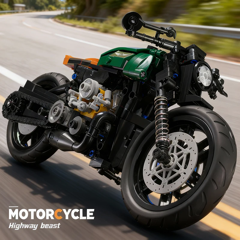 1:8 blocs de construction rétro moto ensembles ville café Racer moto blocs techniques jouets Festival cadeaux pour enfants garçons adultes