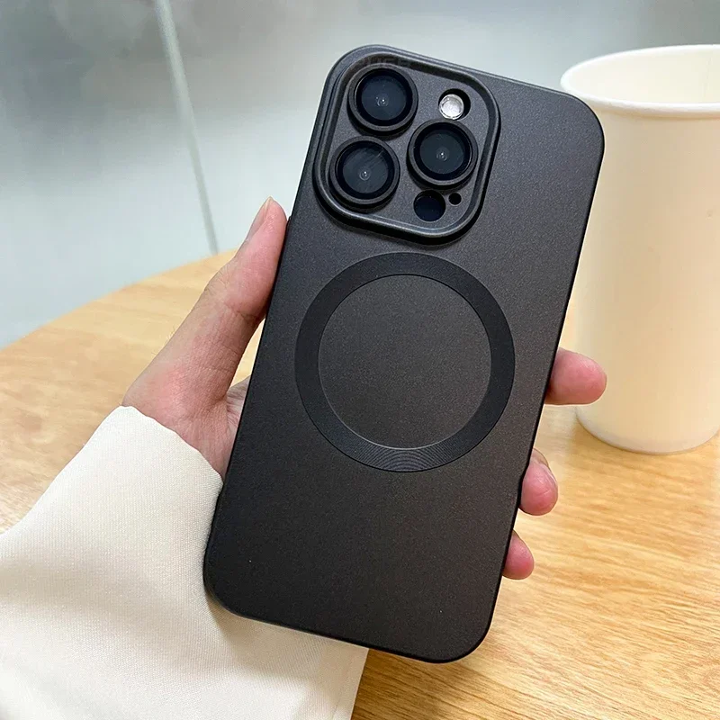Luxury For Magsafe Matte Silicone Magnetic Wireless Charging Case For iPhone 14 12 13 Pro Max Plus Lens Protect Shockproof Cover