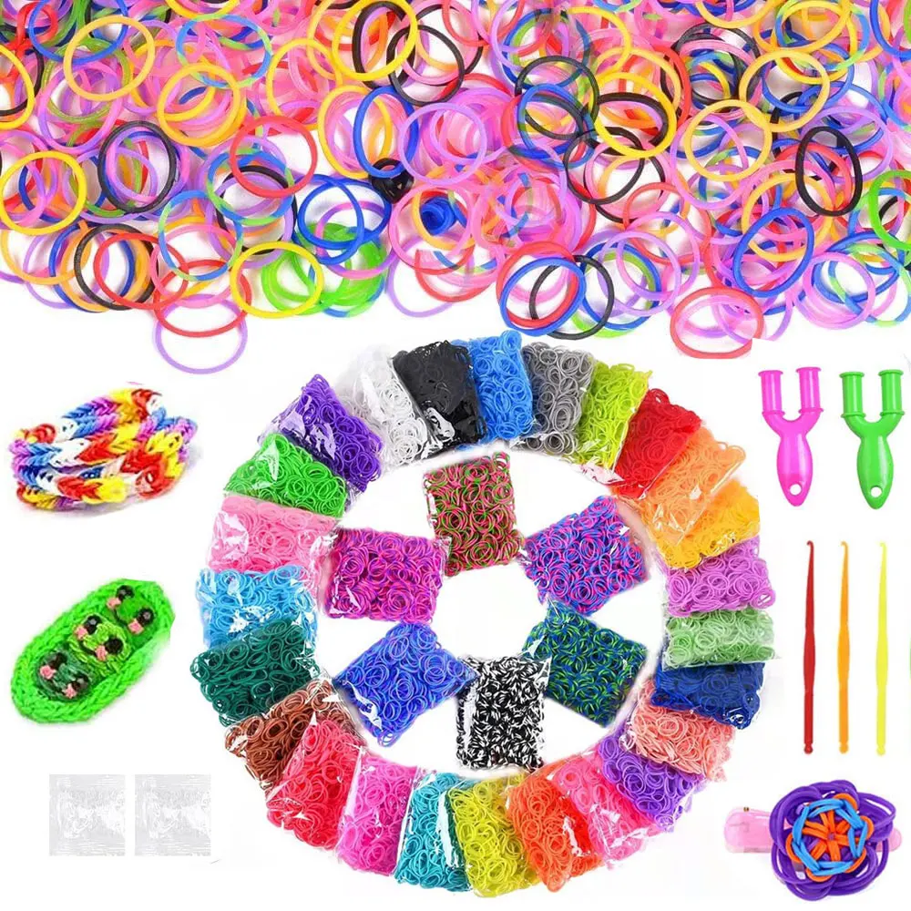 Creative Colorful Loom Bands Set Rainbow Bracelet Making Kit DIY Rubber Band Woven Bracelets Craft Toys For Girls Birthday Gifts