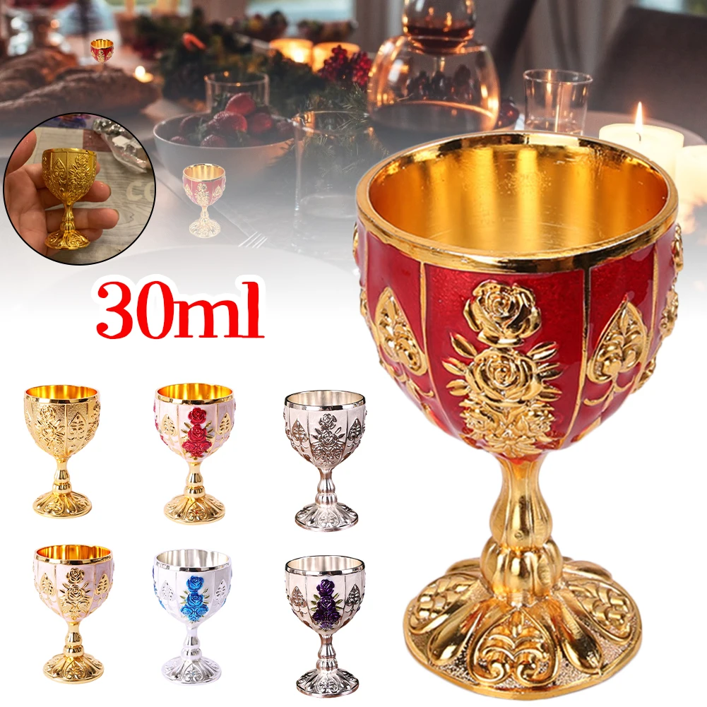 30ML Metal Wine Glasses Retro Dinnerware Goblet Vintage European Style Spirit Vodka Champagne Glasses For Home Decor Bar