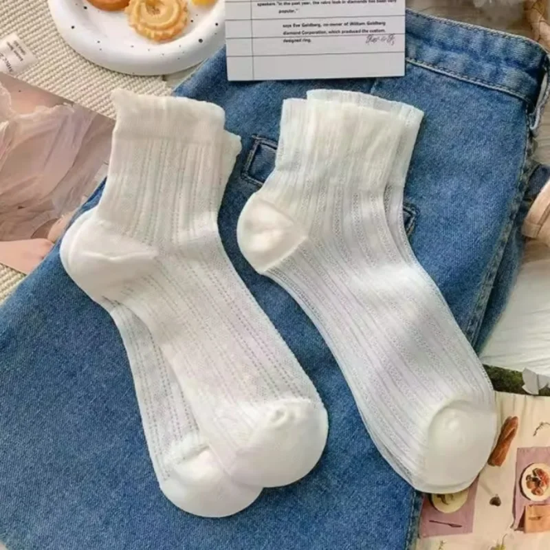 Women Lace Dot Short Summer Socks Japanese Lovely Sweet Ruffle Cotton Lace Lolita Style Princess Socks High Quality Socks