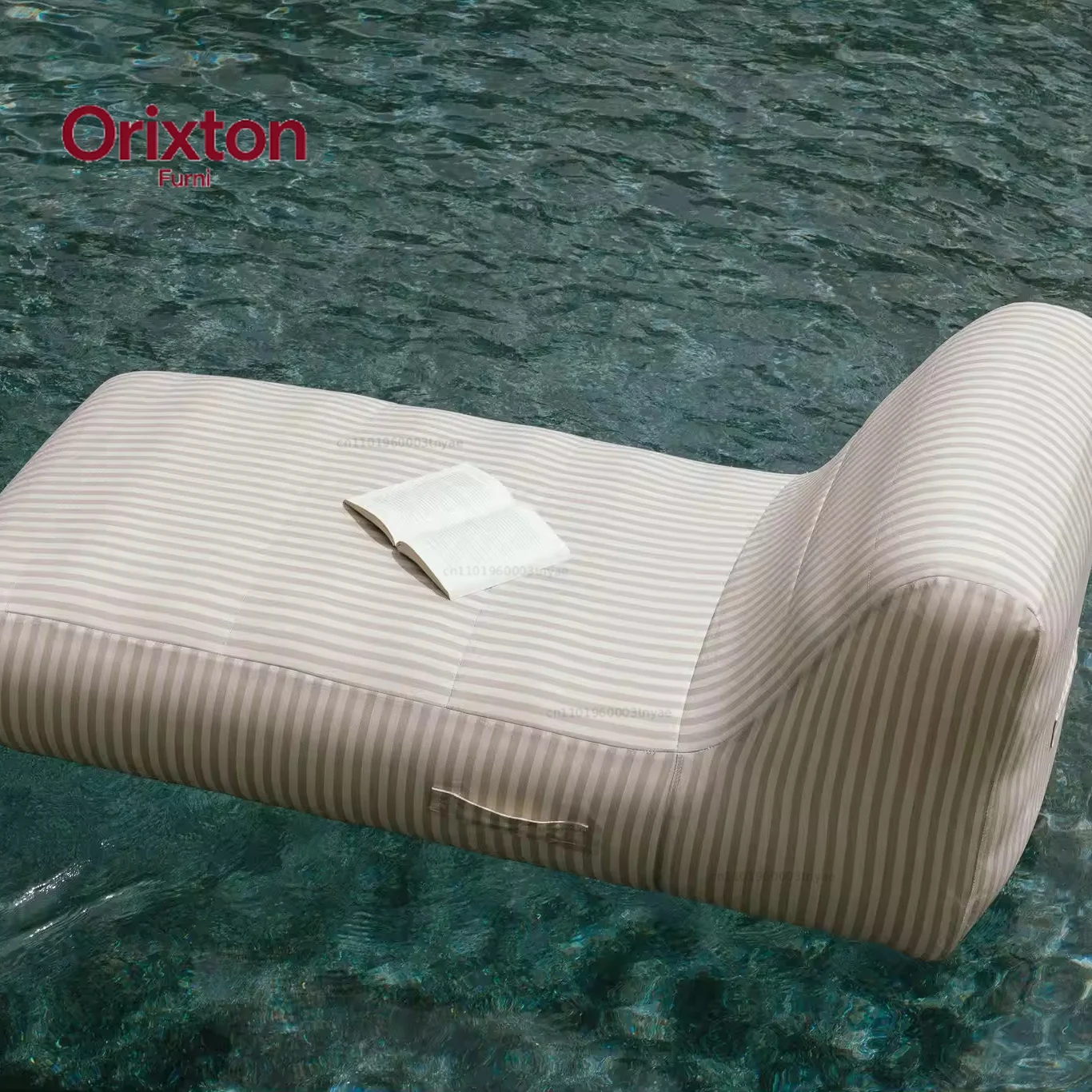 Inflatable Pool Float Luxurious Poolside Lounge Chair, Ivory/flax Stripe, Sun Lounger, Inflatable Lounge Chair