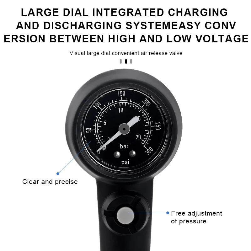RIDERACE دراجة صدمة مضخة 300psi تعليق مضخة هواء مع قياس الضغط شريدر بريستا صمام AV FV شوكة الدراجة نافخة HV/HP #5