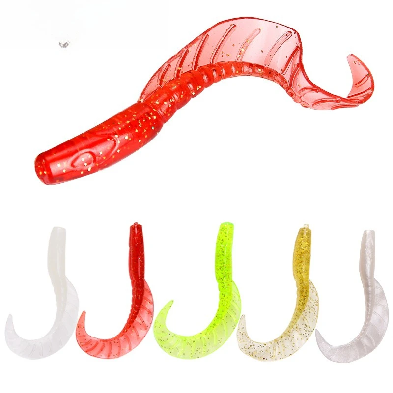 10 Stück Köder mit gekräuseltem Schwanz und Nachtleuchtfunktion, Weichköder, Künstlicher Crankköder, Großer Köder, Wobbler, Swimbait für Barsch, Forelle, Crappie