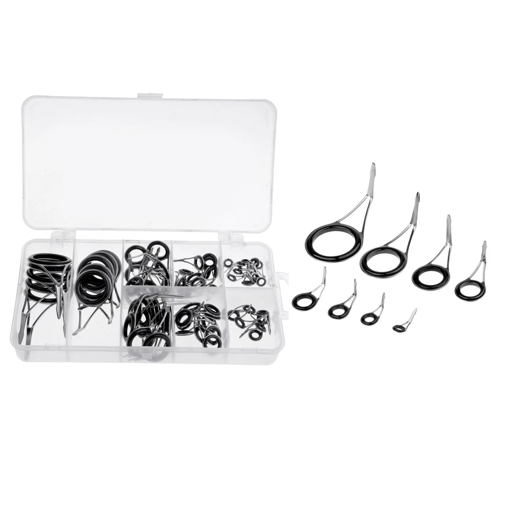 

Fishing Rod Eye Ring Set Wear Resistant Guide Rings Kit for Freshwater and Sea Fishing Rod Repair Accessories