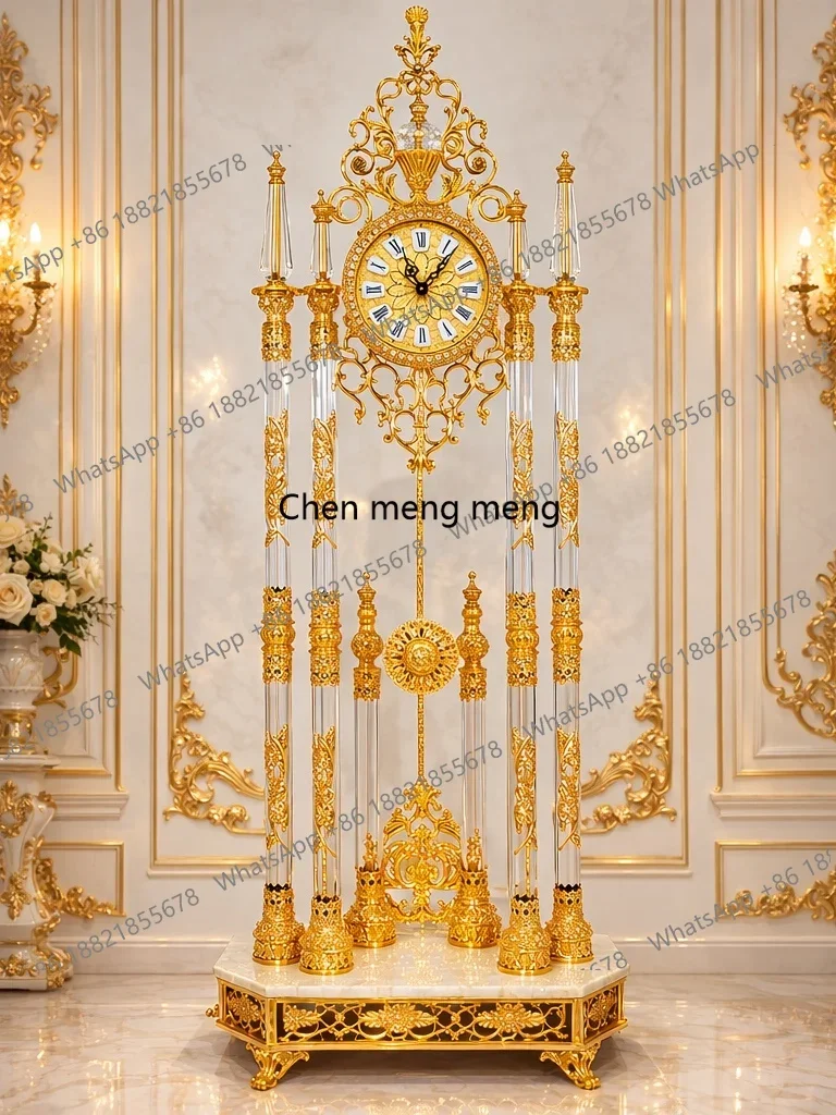 d178 Villa living room quartz movement floor clock home high-grade gold-plated crystal bronze clock