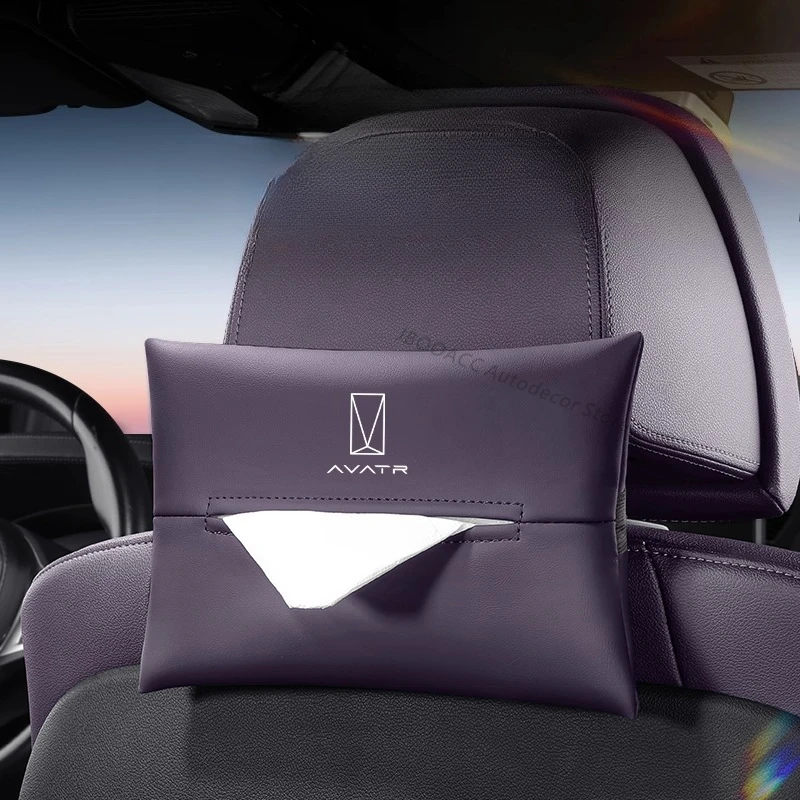 For Changan Avatr 07 12 06 Car Seat Backrest Leather Hanging Tissue Box Car Sun Visor Tissue Box Towel Bag Interior Accessories