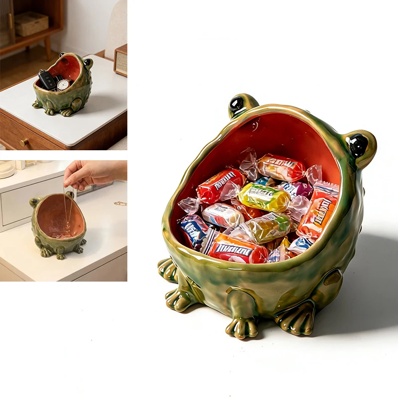 

Керамическая подставка для мелочей в виде животного, забавная подставка для украшений в виде лягушки, подставка для колец в виде жабы с большим ртом, милый декор для стола в виде лягушки, подставка для ключей, подарок