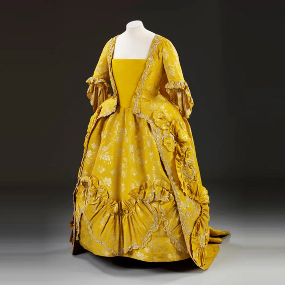 

1760s Victorian Renaissance Royal Court Princess Baroque Sack Back Bustle Dress Colonial Civil War Southern Belle Ball Gown