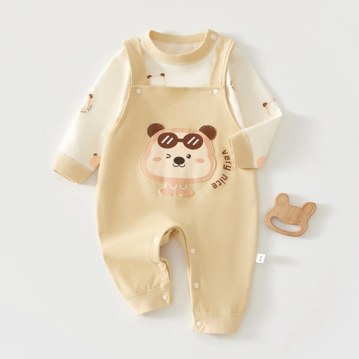 Baby Boy Spring Autumn Warm Pure Cotton 2pcs Set Clothes Newborns Girl Cute Long Sleeve Top and Suspender Pants Sets Clothes
