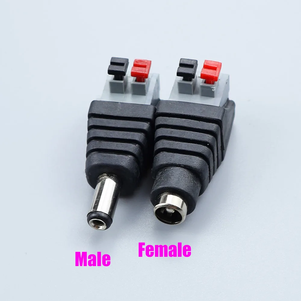 DC 5.5x2.1MM Press Type Power Connector Plug CCTV Camera/Security Product Power Terminal Male and Female Socket Adapter 12V