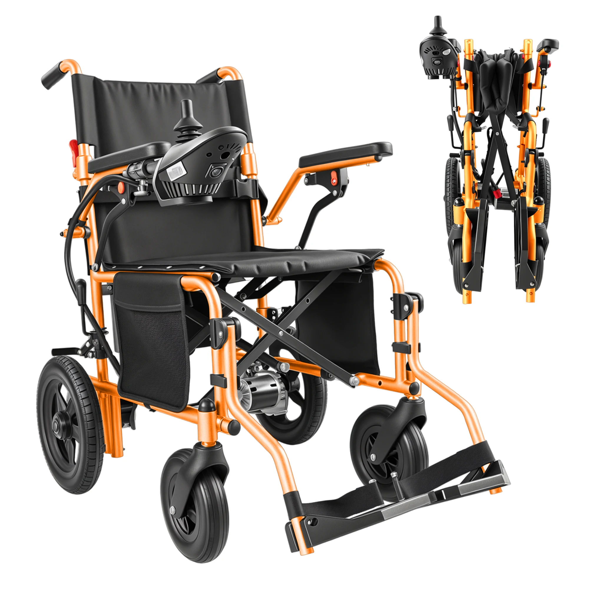 ZygenAir Opvouwbare Lichtgewicht Elektrische Rolstoel, Draagvermogen tot 150 kg, 500W Motor, 13Ah Lithium Batterij, 24 km Bereik Rolstoel