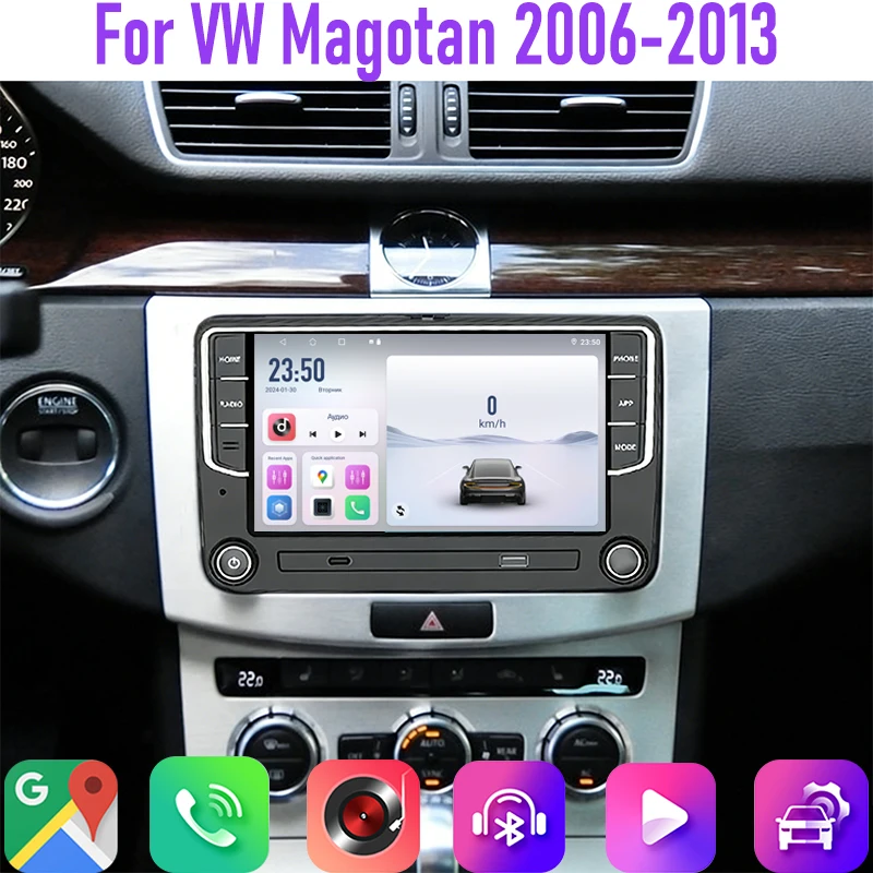 

7" 4GB+64GB For VW Magotan 2006-13 Car Radio Steering Wheel Control Google Map Head Unit GPS Reversing Image Android 15 Auto