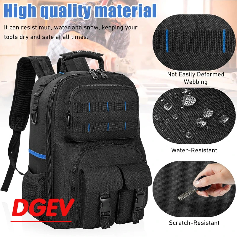 د ‌ حقيبة ظهر GEV متعددة الوظائف مقاومة للماء مع أشرطة كتف مبطنة وحقيبة تنظيم قابلة للإزالة وحقيبة عمل سباك كهربائي