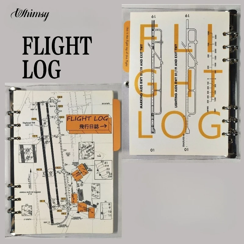 Image of Neues Produkt Fluglogger Flight Log Loseblatt-Notizbuch Luftfahrt kulturelles und kreatives Notizbuch mit fliegendem Freund