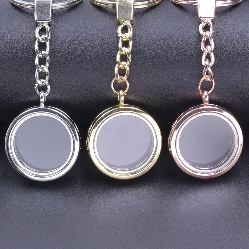 10Pcs/Lot 30mm Round Memory Medaillon Locket Pendant Keychain For Jewelry Accessories Glass Living Relicario Llavero Wholesale