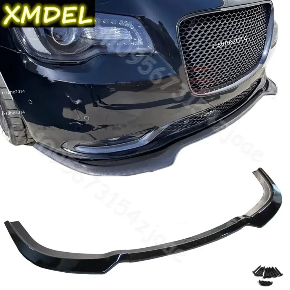 

GLOSSY BLK FRONT LIP SPOILER SPLITTER BODY KITS protector bumper 3pcs car styling FOR CHRYSLER 300 300C 300S 2015-2023