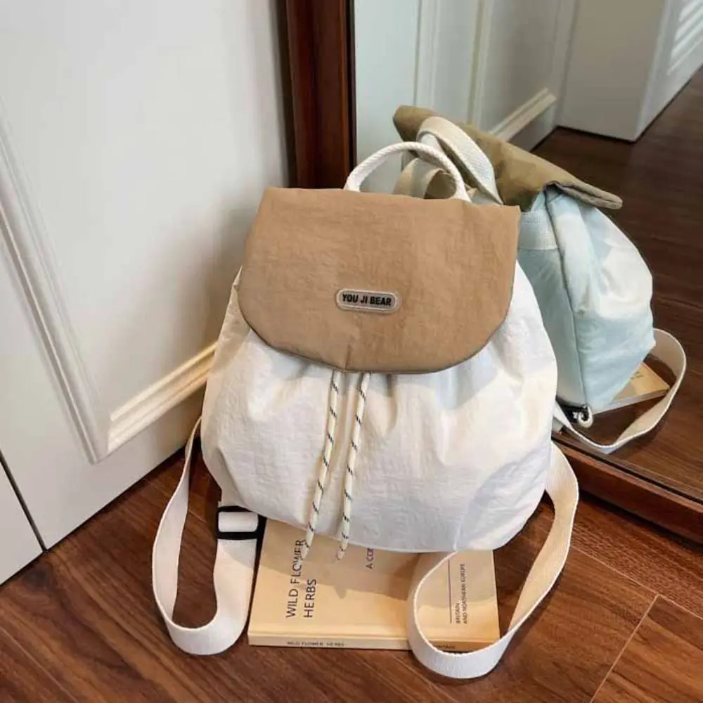 Gift Solid Color Drawstring Backpack Nylon Large Capacity Students School Bag Travel Bag Storage Bag Shoulder Bag Rucksacks