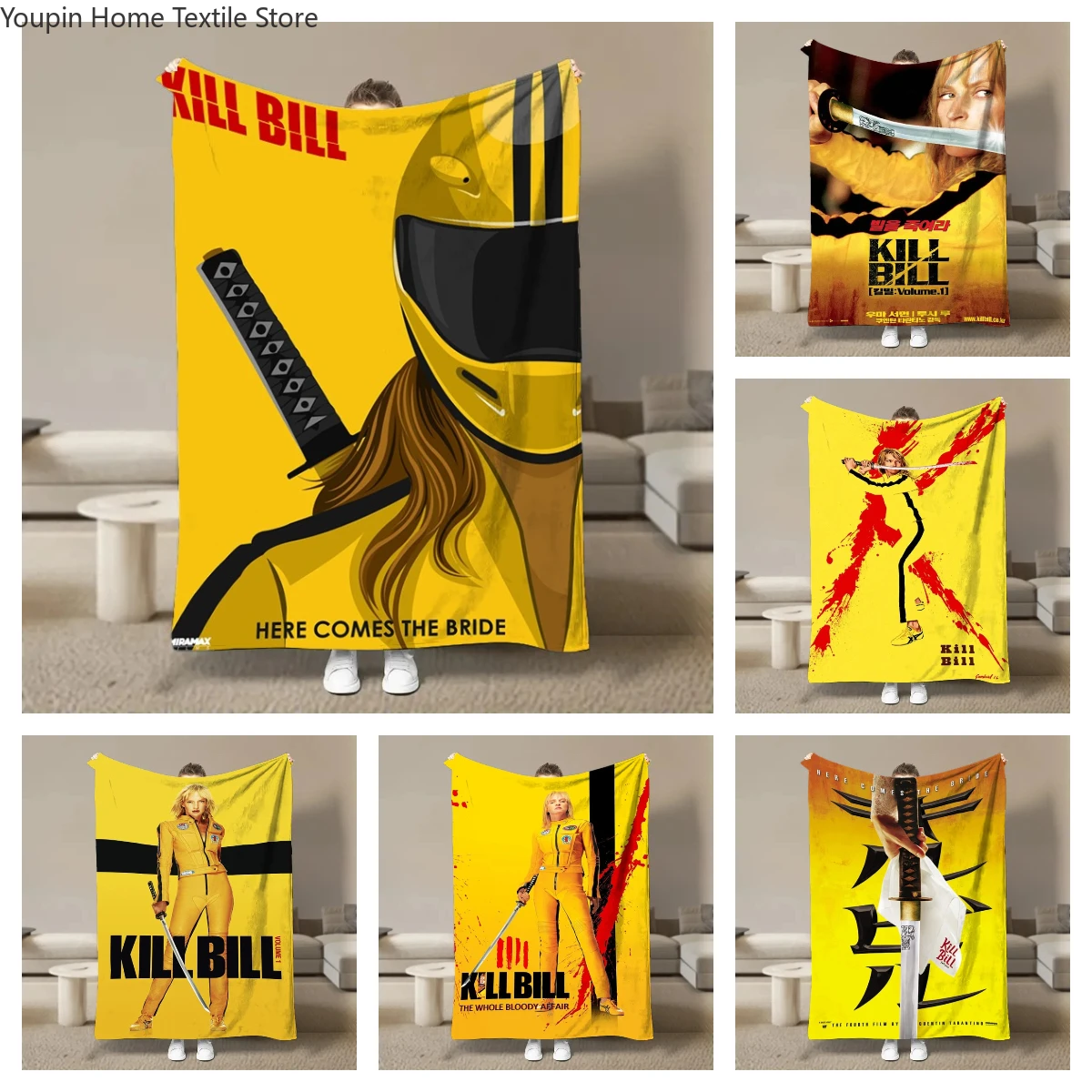 

8 Size Classic Hot Movie Kill-Bill Flannel Blanket Home Sofa Lunch Break Blankets Children Student Blankets Nap Cover Kid Gift