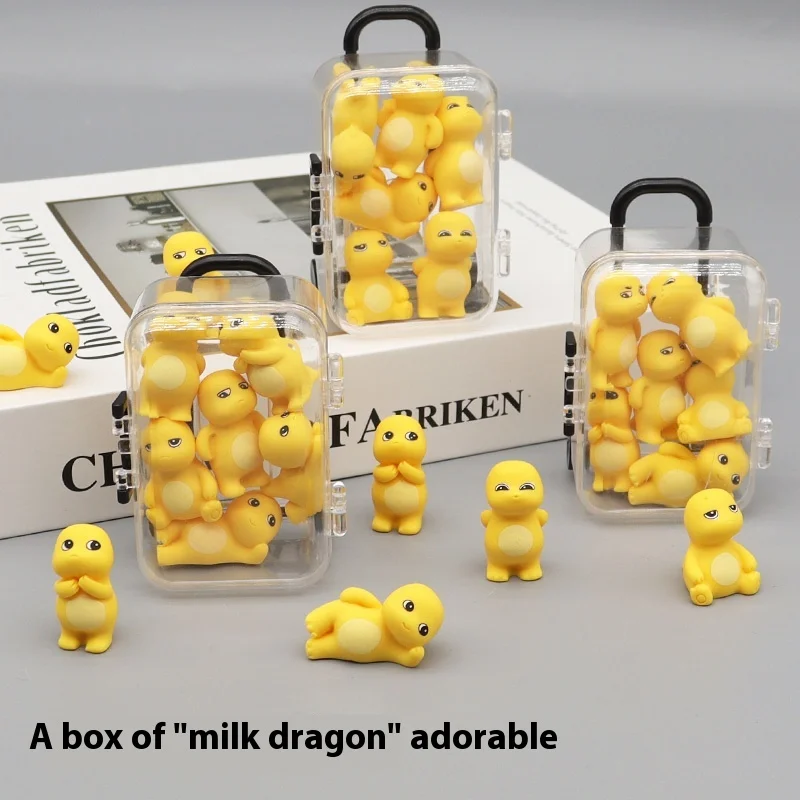 Mini Cartoon Little Milk Dragon Glow Toy Doll Ornaments Desktop Car To Send Children's Toys Complete Sets Of Cute Ornaments