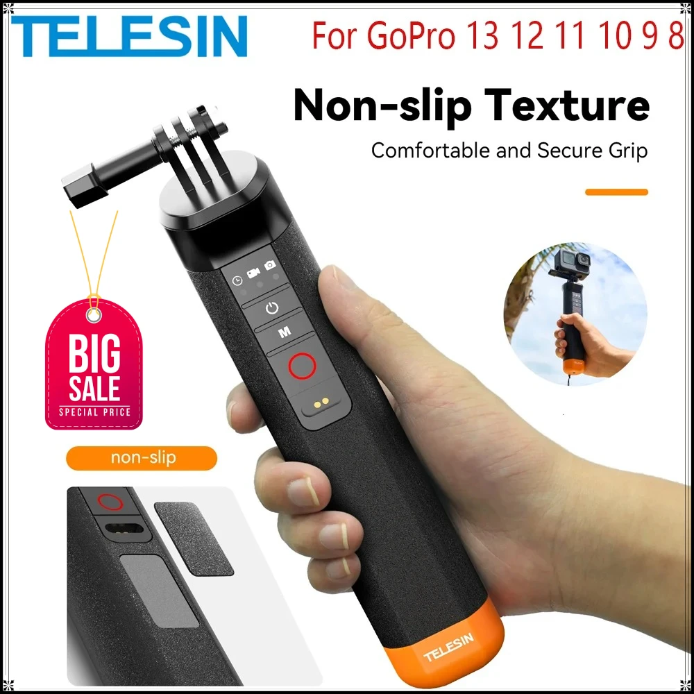 

TELESIN Buoyancy Bar Selfie Stick Waterproof Selfie Stick With Hand Strap Wireless Remote Control For Gopro Hero 9 10 11 12 13