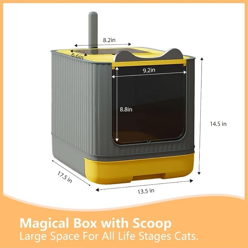 Fully Enclosed Cat Litter Box Enclosure, Premium Covered Litter Box with Lid, Anti-Splashing Easy to Clean Covered Kitty