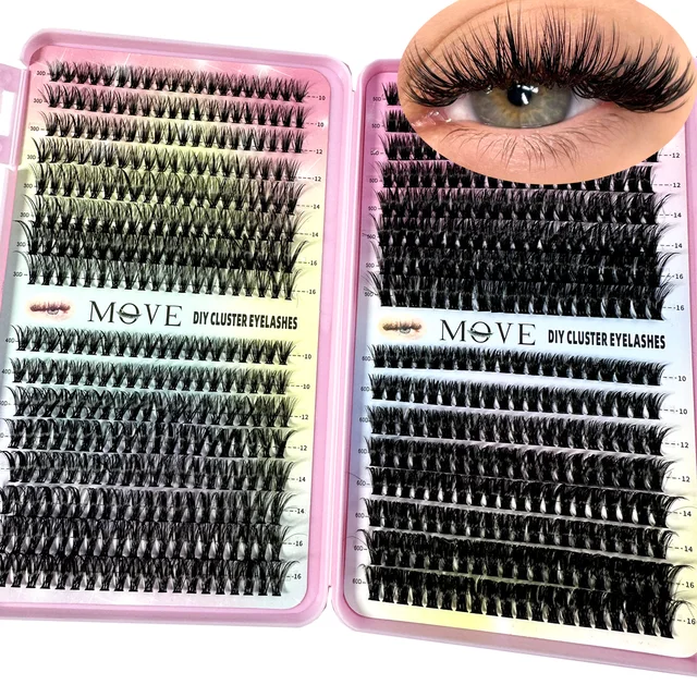 Nowy zestaw rzęs 640 Cluster Lashes Kit 5D Fluffy Thick Eyelash Extension Kit Volume Mixed Tray Faux Mink Lashes Lash Extension Makeup