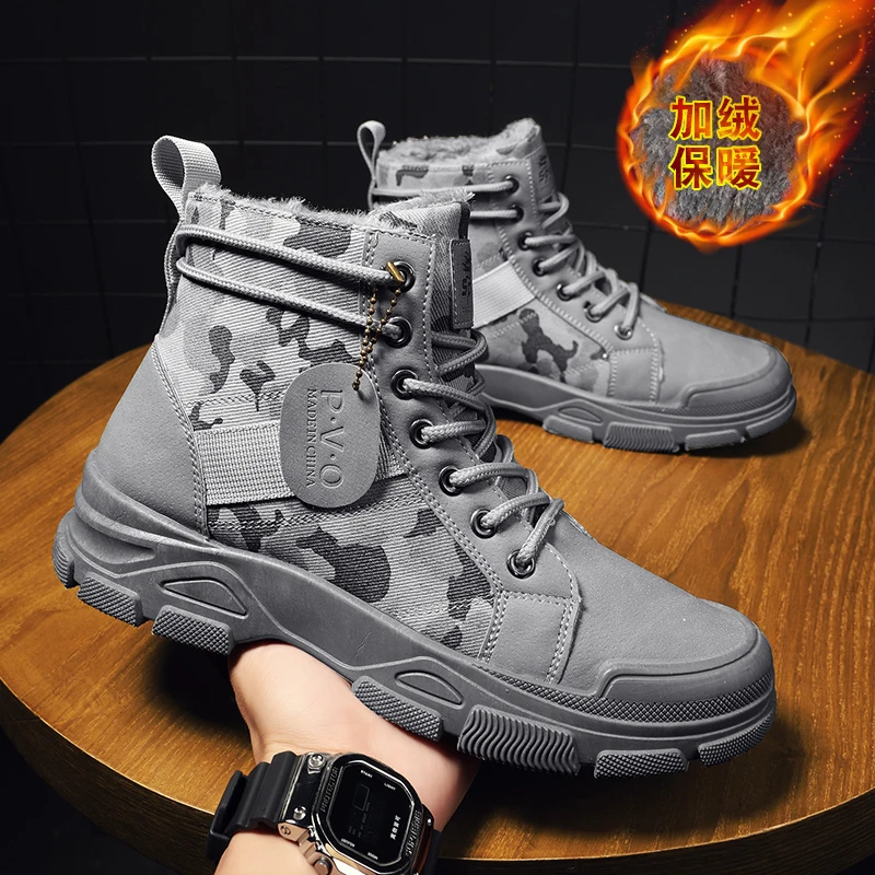 

Мужские зимние теплые хлопковые туфли на хлопковой подкладке, зимние ботинки, повседневные спортивные мужские ботинки для активного отдыха, ботильоны, большой размер 48.