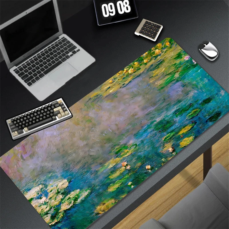 

Mouse Pad Computer Size Mousepad Non-slip Gamer Retro Illustration Keyboard Pad Mausepad Green Plants Design HD Desk Mat Carpet