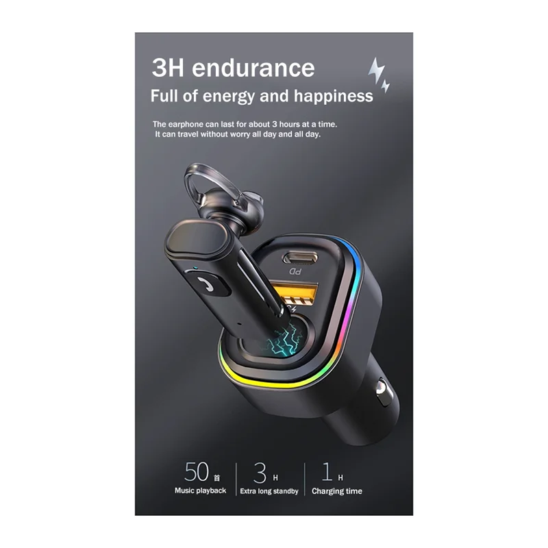 In-Ear Voice Control Wireless Bluetooth Headset Noise Canceling Car Headphone Type-C PD25W Fast Charge Car ChargerN01R