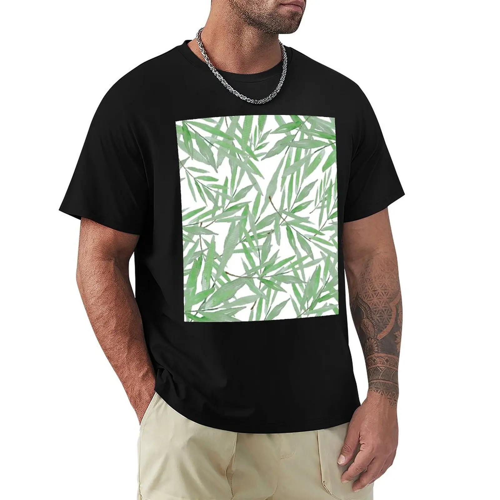 green leave pattern T-Shirt Casual Daily Graphic Tee